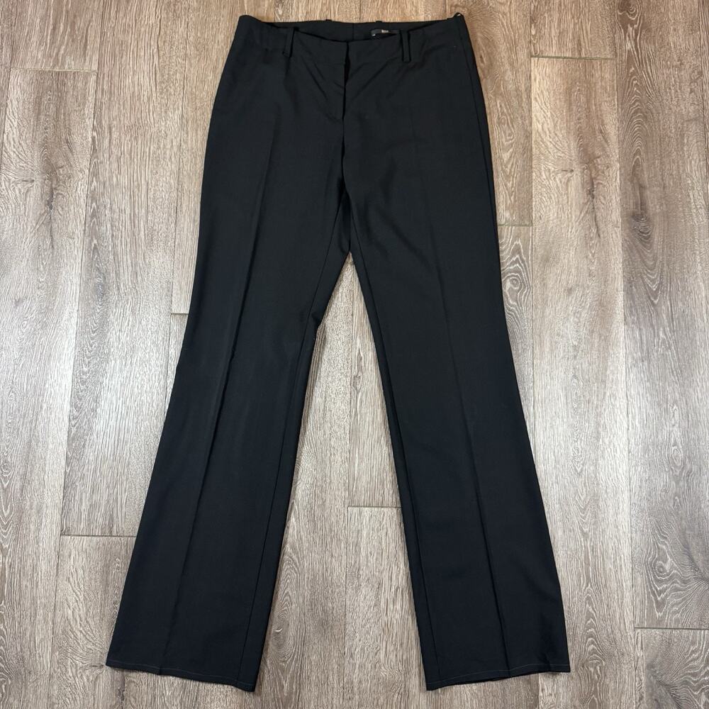 Hugo Boss Regular Fit Flared Pants Womens 8 Black Wool Stretch Formal
